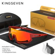 Cyklistické brýle KINGSEVEN LS910 ČERVENÁ / SKLO ČERVENÉ C09